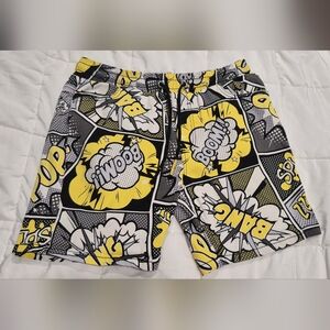 Graphic Print Men Shorts - Yellow and Black